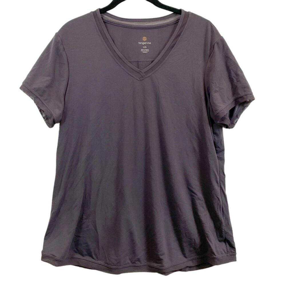 Tangerine Grey Ladies Top Size Large Gray Short-Sleeve Casual Everyday Daywear